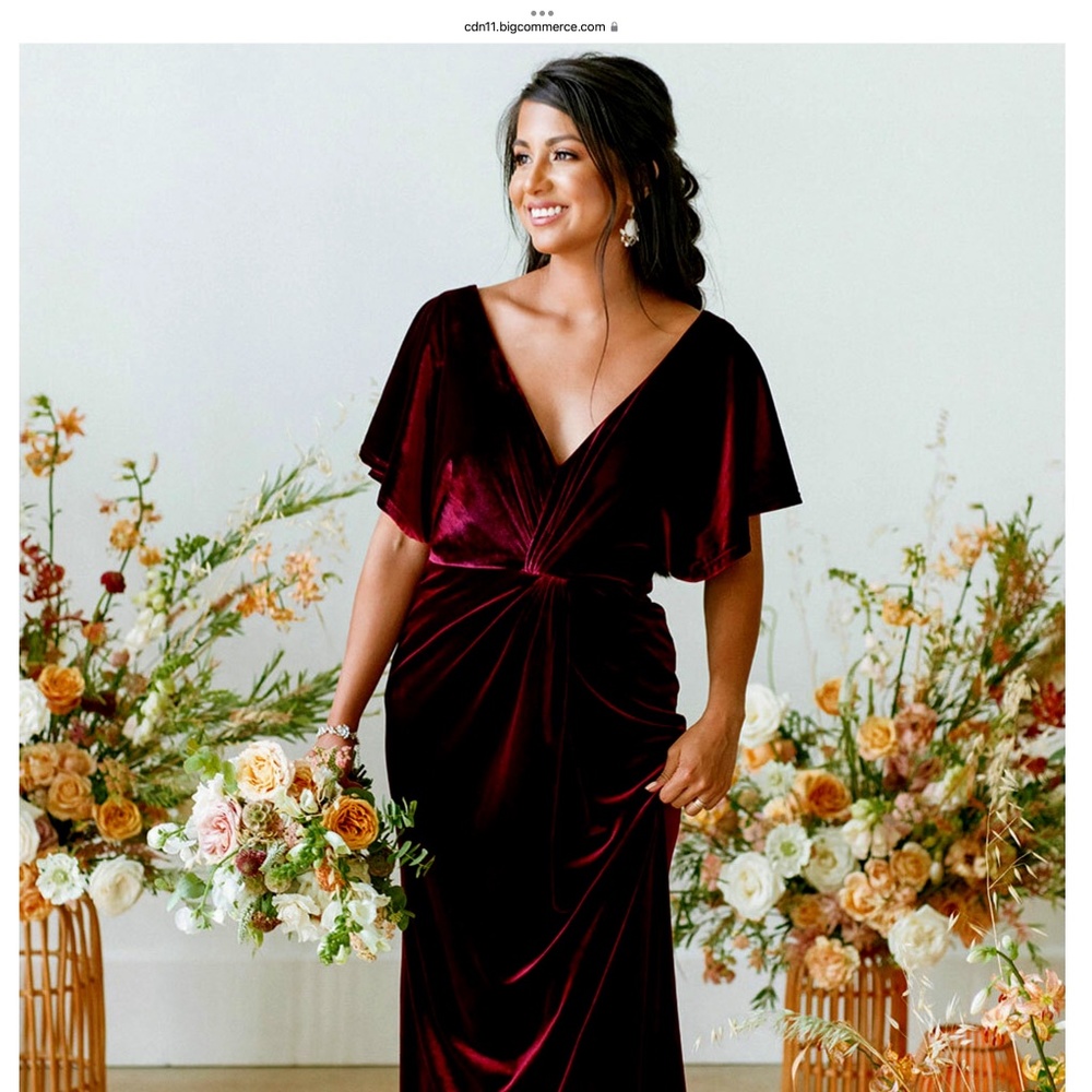 Revelry Velvet Gwen Gown size 6P Burgundy
